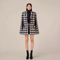 Houndstooth Woolen Cape Coat & Shorts ¨C Elegant & Fashionable Set